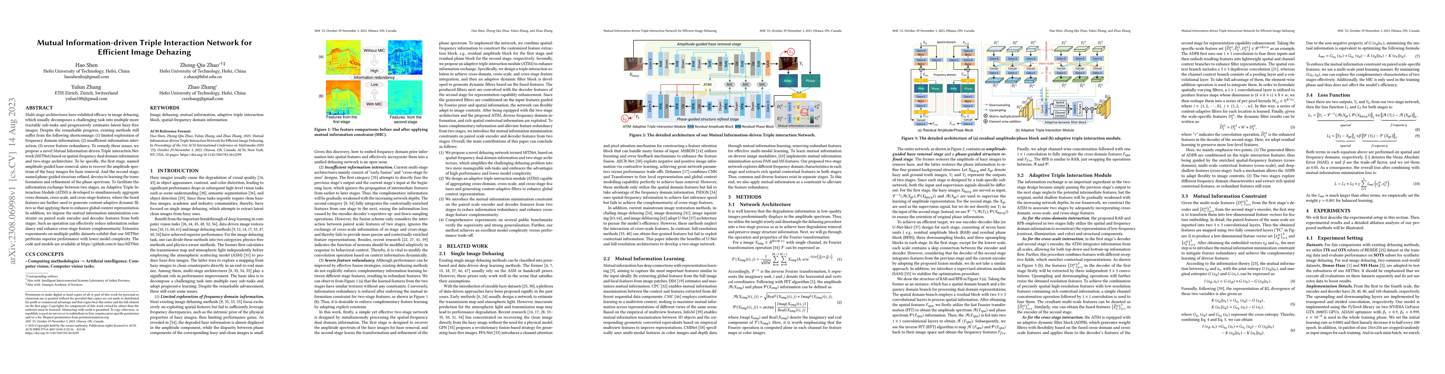Thumbnail for Mutual Information-driven Triple Interaction Network for Efficient Image
  Dehazing