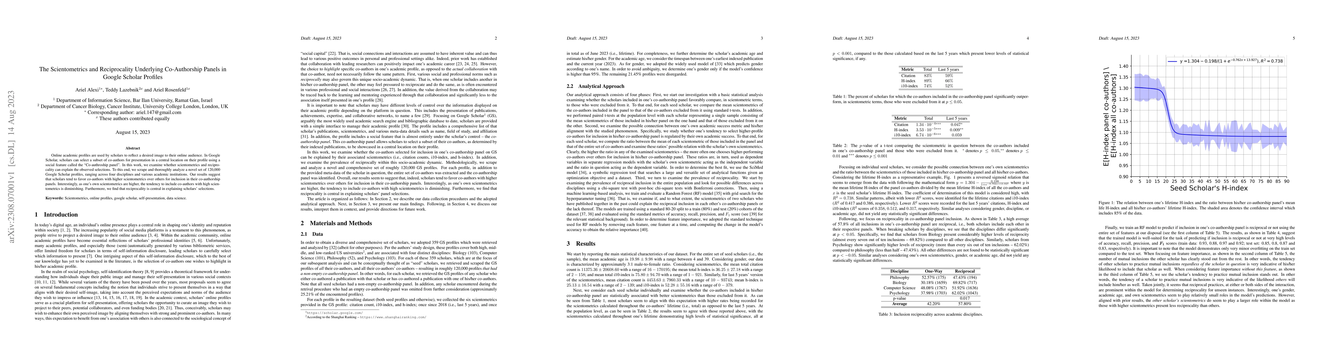 Thumbnail for The Scientometrics and Reciprocality Underlying Co-Authorship Panels in
  Google Scholar Profiles