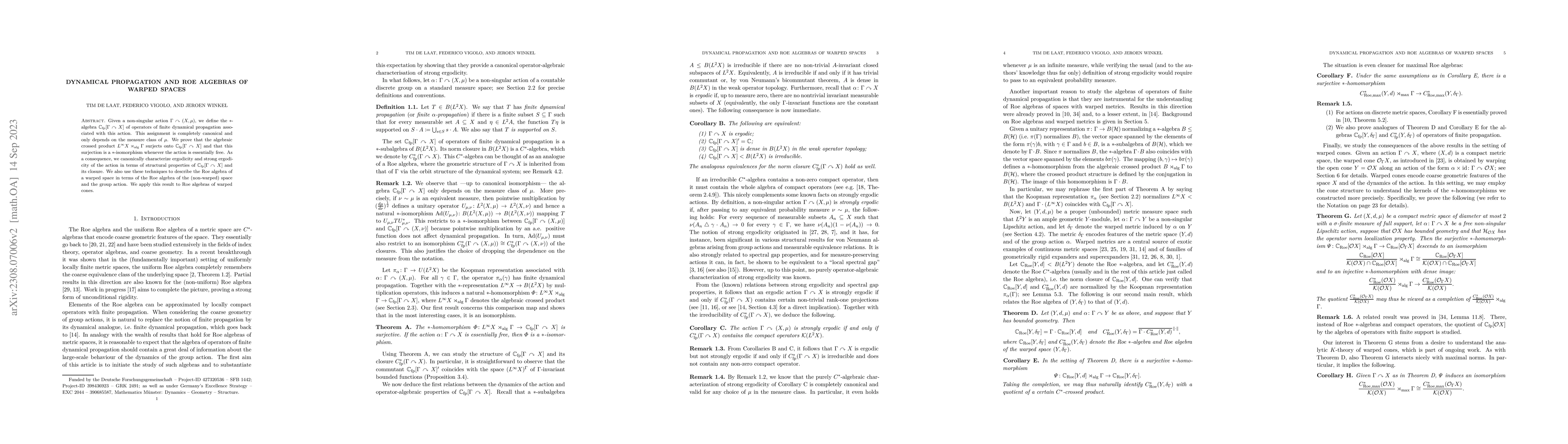 Thumbnail for Dynamical propagation and Roe algebras of warped spaces