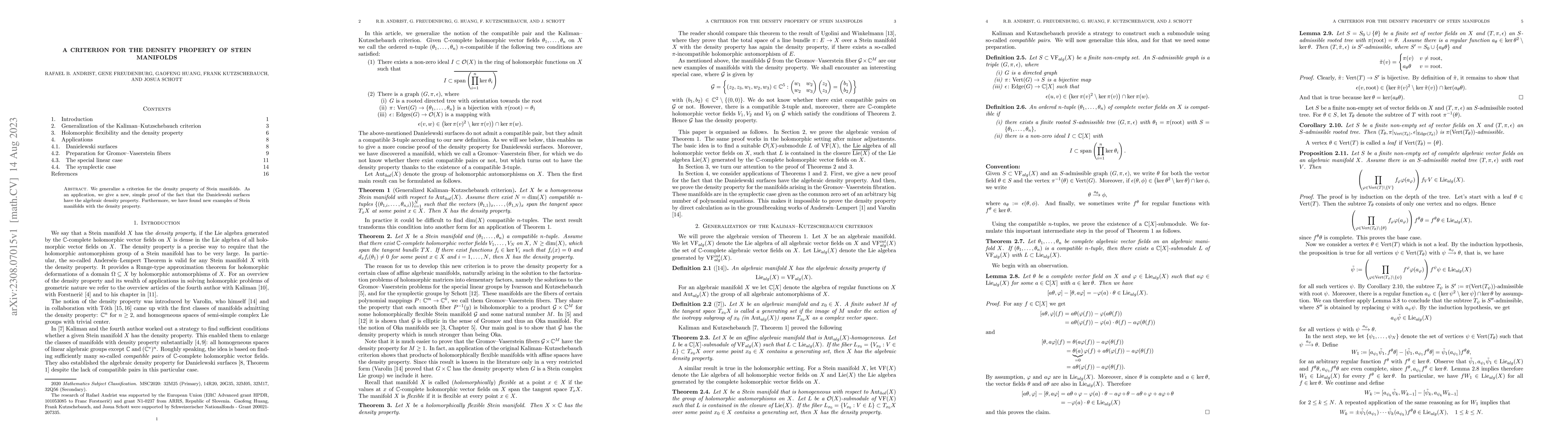 Thumbnail for A Criterion for the Density Property of Stein Manifolds