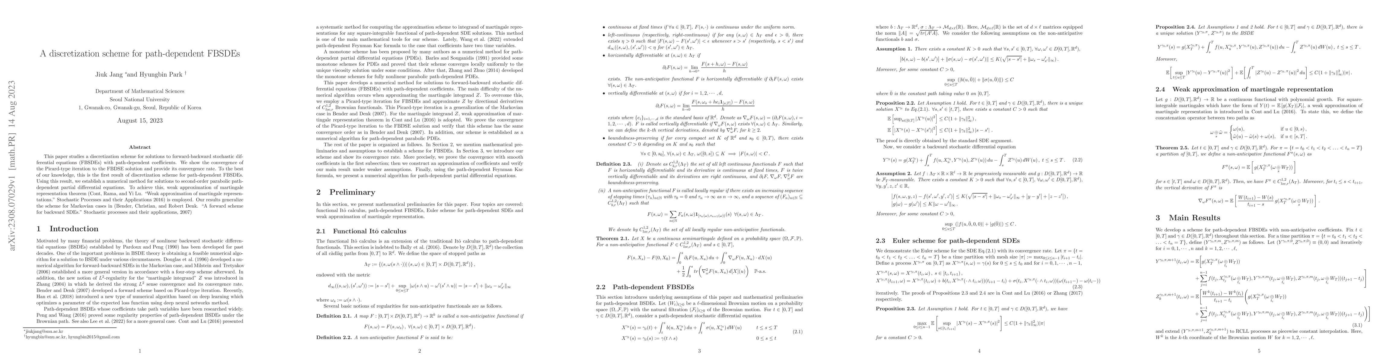 Thumbnail for A discretization scheme for path-dependent FBSDEs