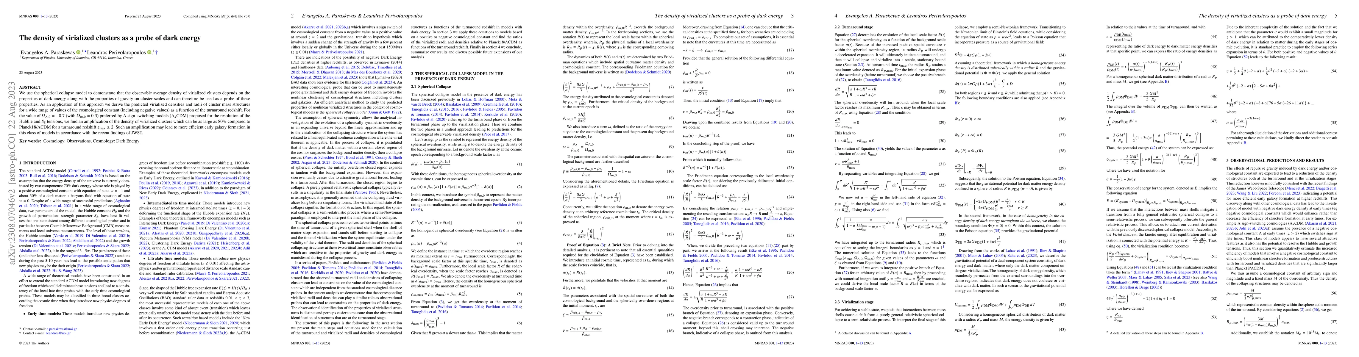 Thumbnail for The density of virialized clusters as a probe of dark energy