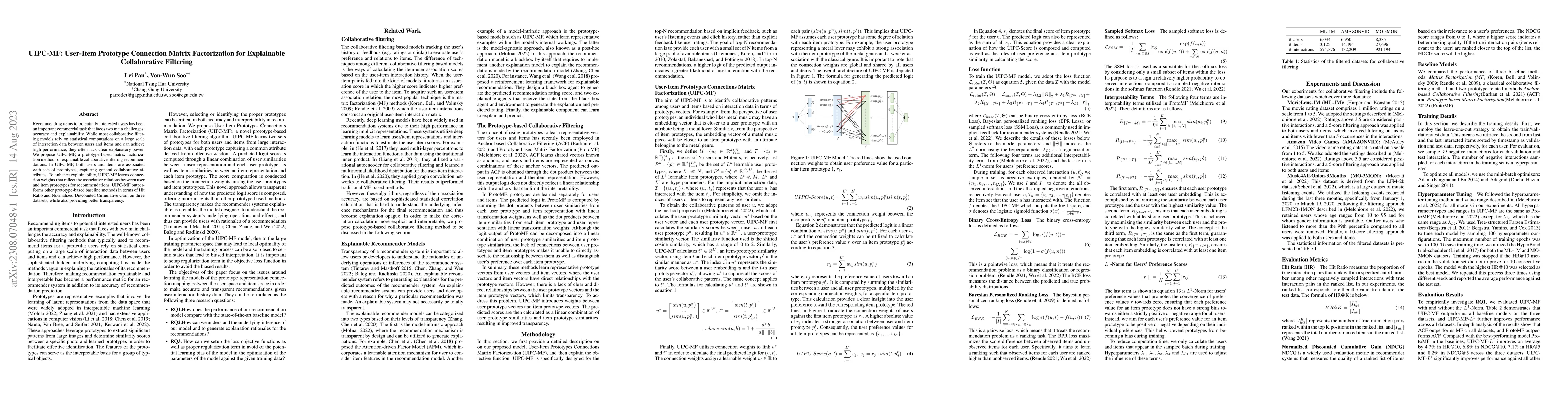 Thumbnail for UIPC-MF: User-Item Prototype Connection Matrix Factorization for
  Explainable Collaborative Filtering