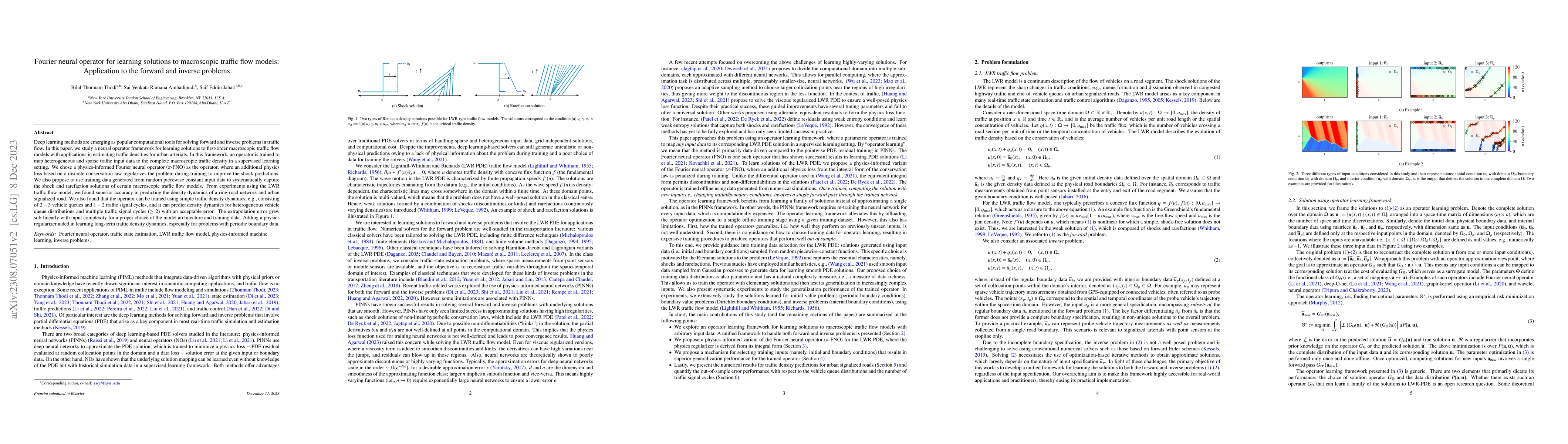 Thumbnail for Fourier neural operator for learning solutions to macroscopic traffic
  flow models: Application to the forward and inverse problems
