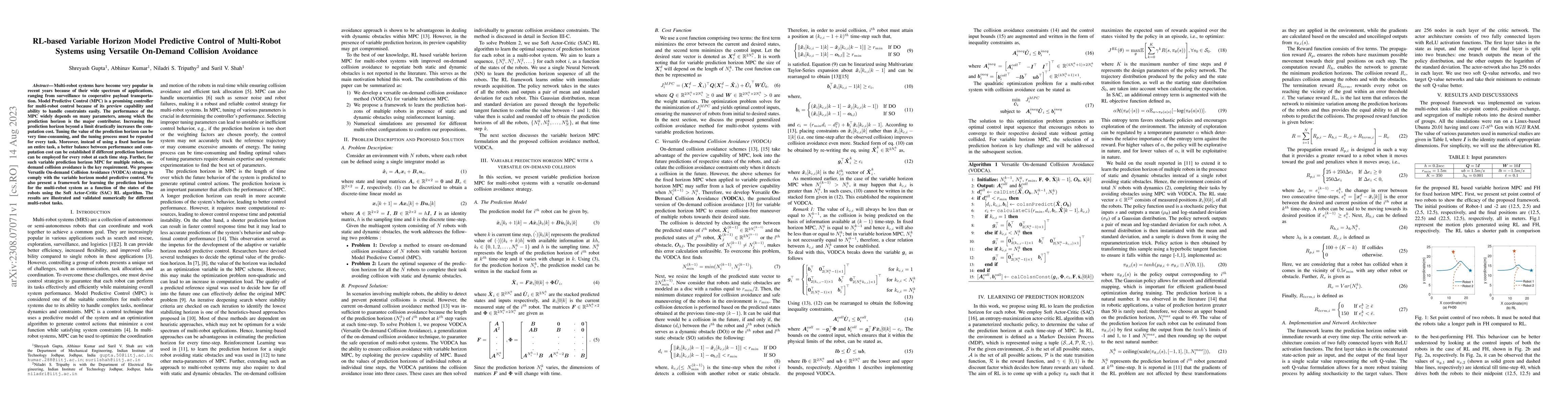 Thumbnail for RL-based Variable Horizon Model Predictive Control of Multi-Robot
  Systems using Versatile On-Demand Collision Avoidance