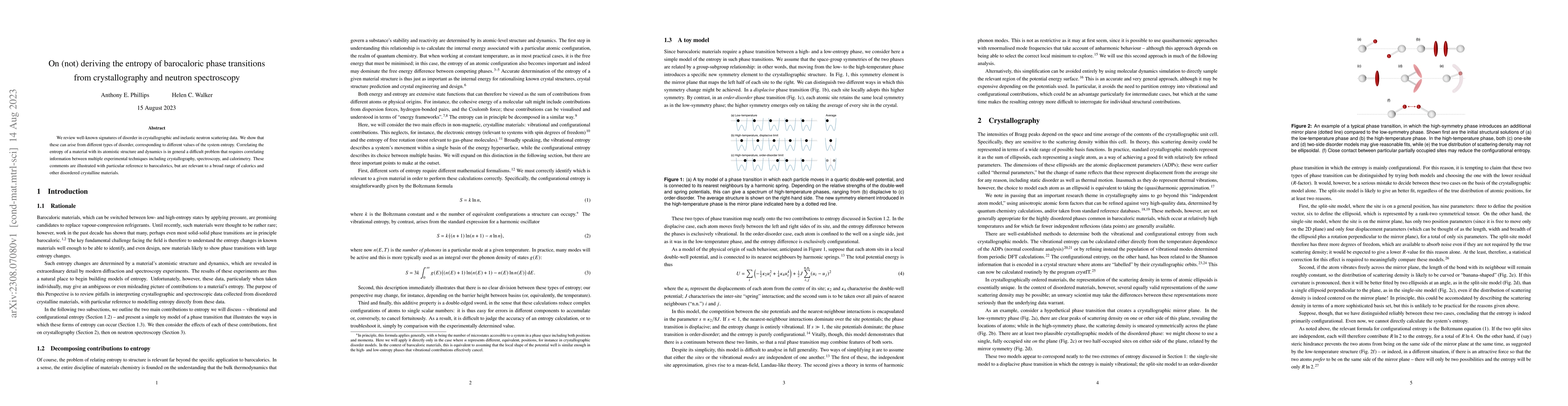 Thumbnail for On (not) deriving the entropy of barocaloric phase transitions from
  crystallography and neutron spectroscopy
