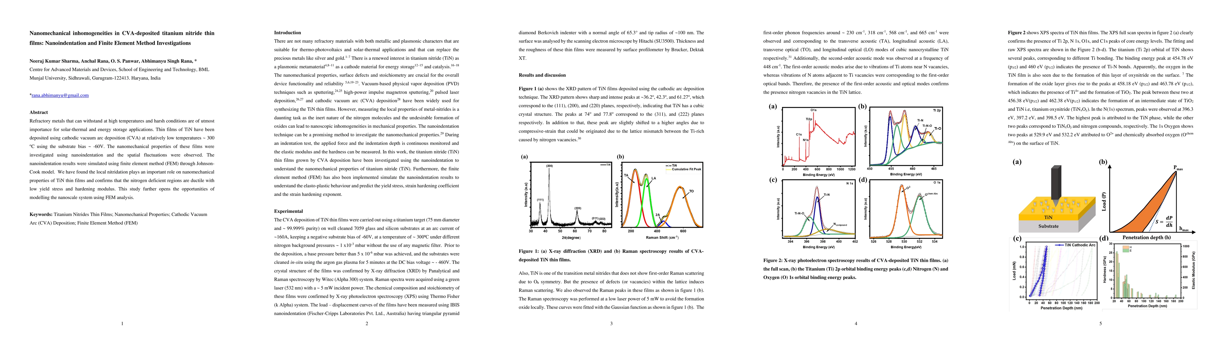 Thumbnail for Nanomechanical inhomogeneities in CVA-deposited titanium nitride thin
  films: Nanoindentation and Finite Element Method Investigations