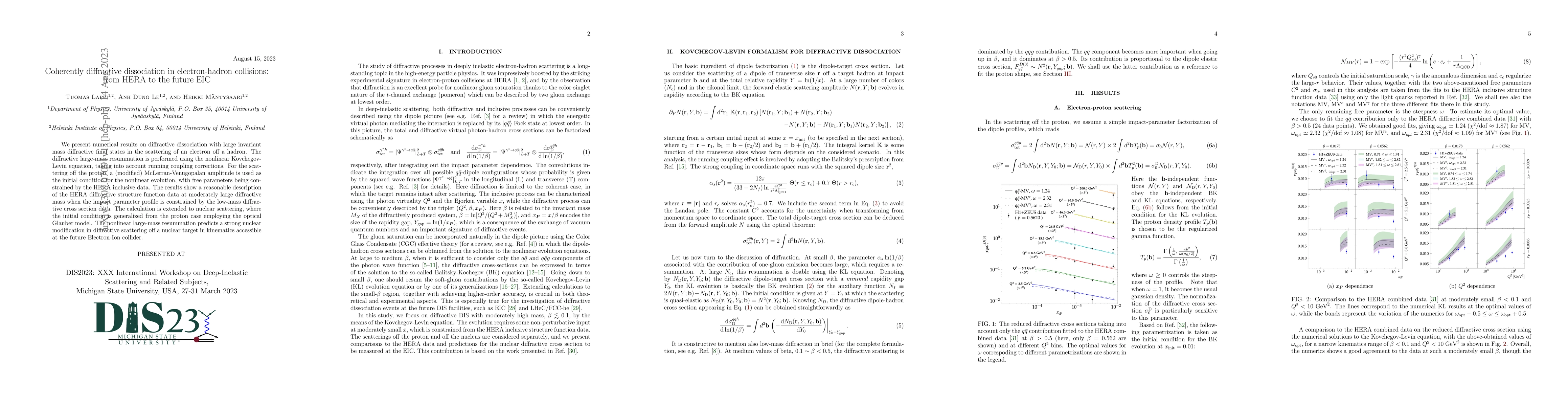 Thumbnail for Coherently diffractive dissociation in electron-hadron collisions: from
  HERA to the future EIC