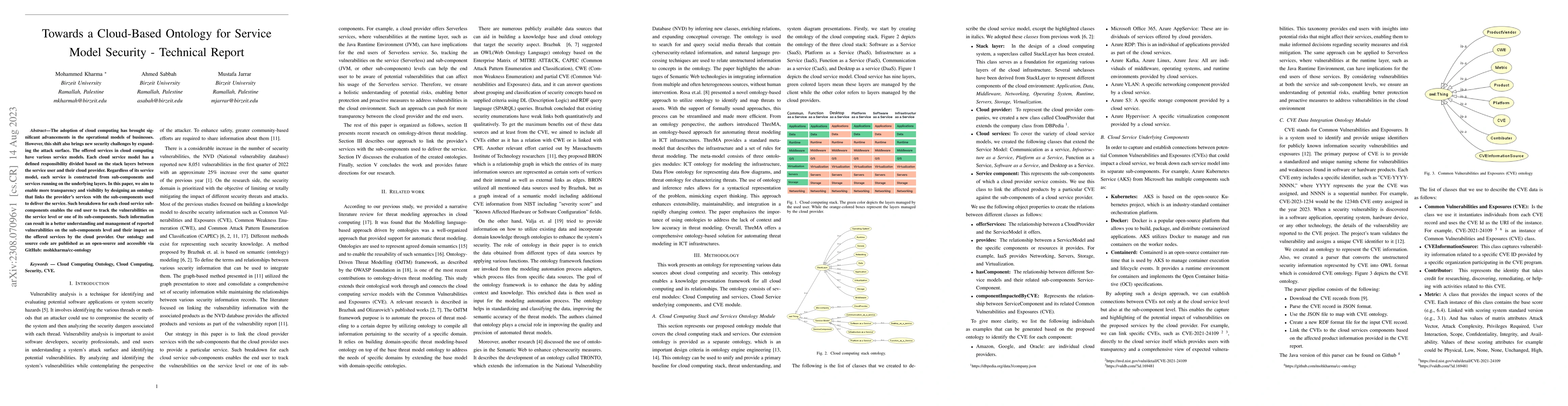 Thumbnail for Towards a Cloud-Based Ontology for Service Model Security -- Technical
  Report