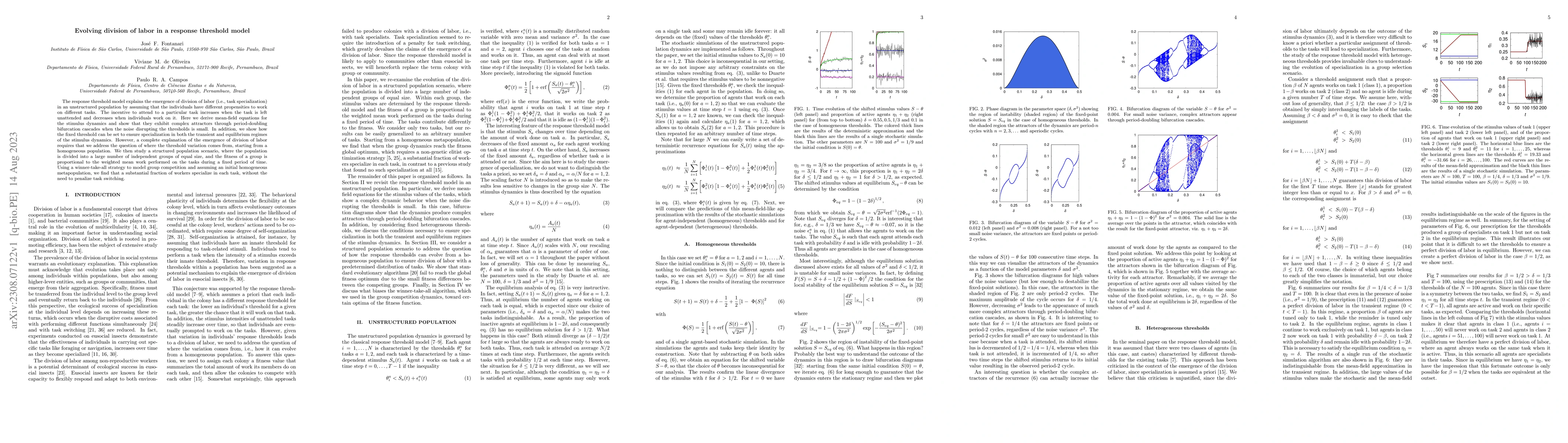 Thumbnail for Evolving division of labor in a response threshold model