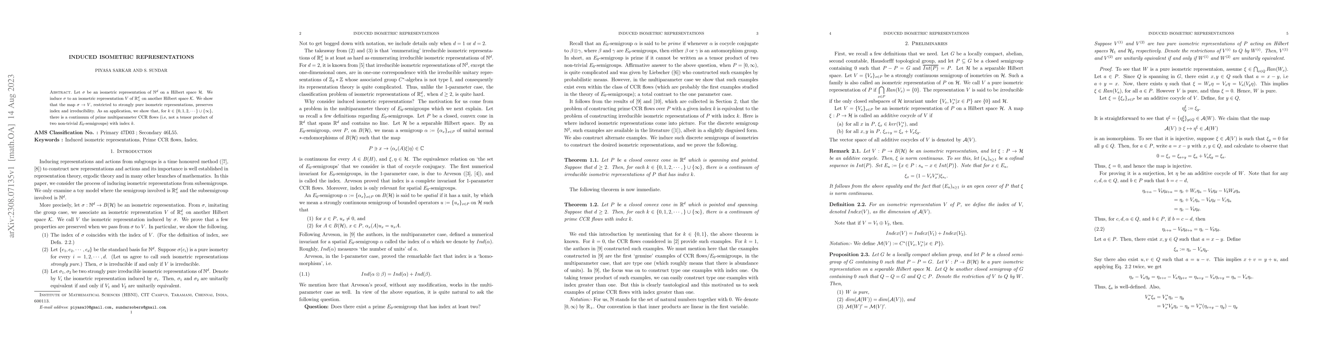 Thumbnail for Induced Isometric Representations