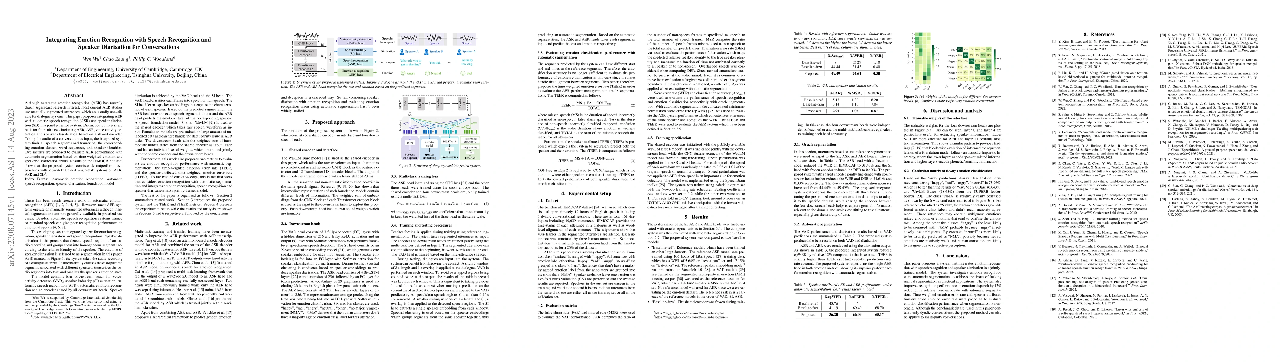 Thumbnail for Integrating Emotion Recognition with Speech Recognition and Speaker
  Diarisation for Conversations