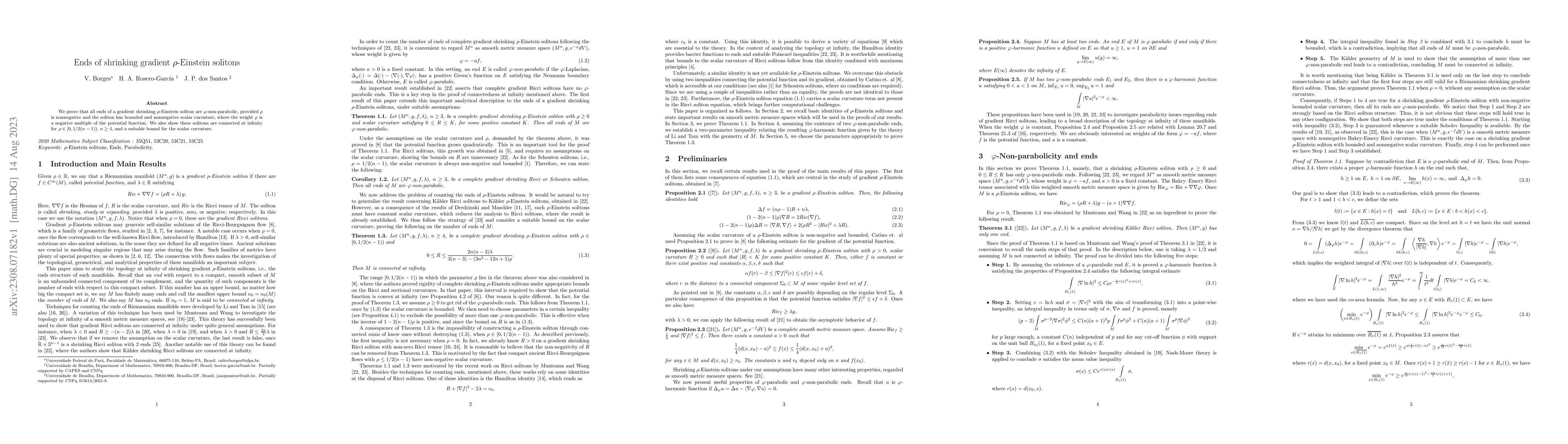 Thumbnail for Ends of shrinking gradient $\rho$-Einstein solitons