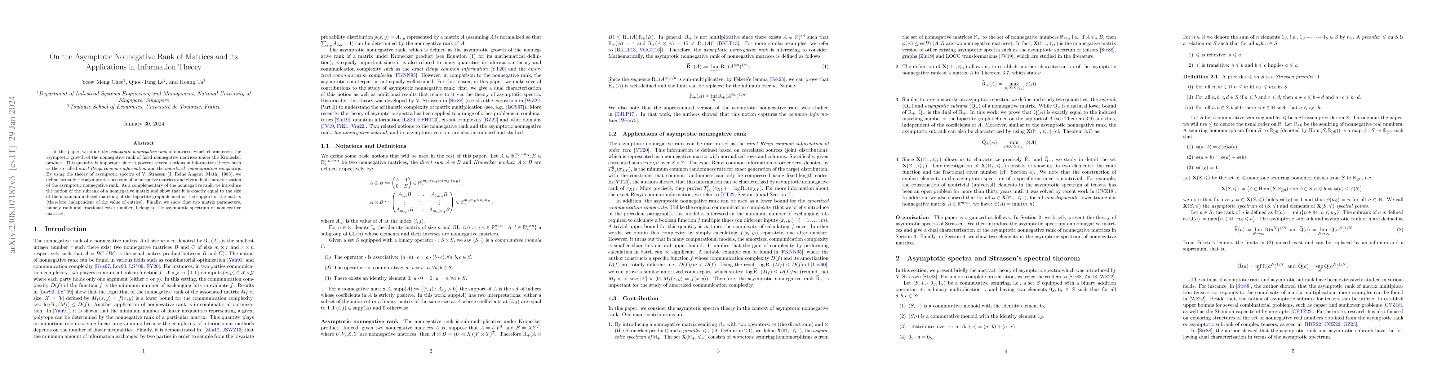 Thumbnail for On the Asymptotic Nonnegative Rank of Matrices and its Applications in
  Information Theory