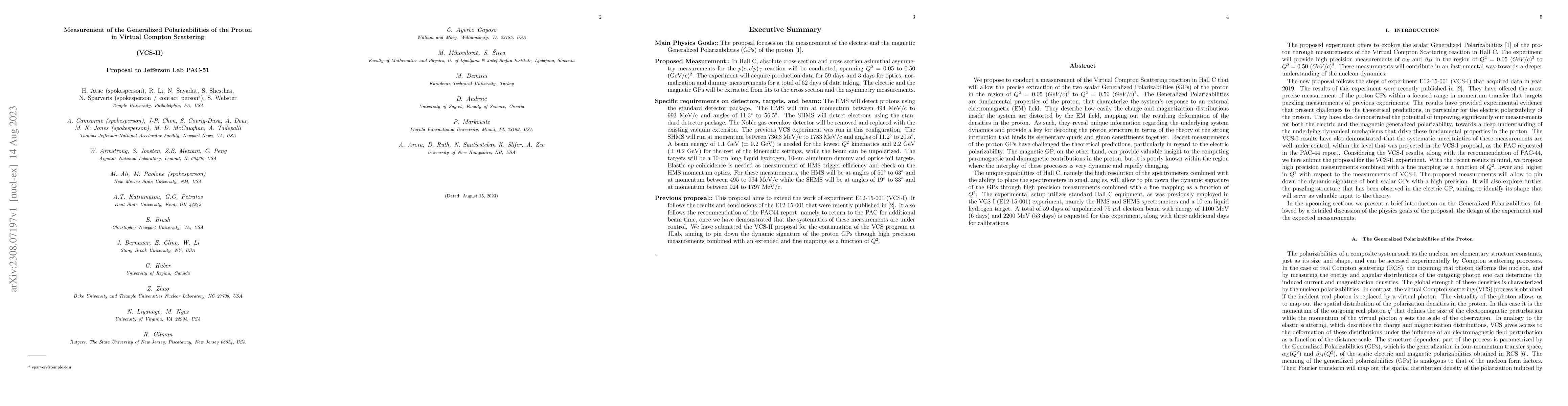 Thumbnail for Measurement of the Generalized Polarizabilities of the Proton in Virtual
  Compton Scattering