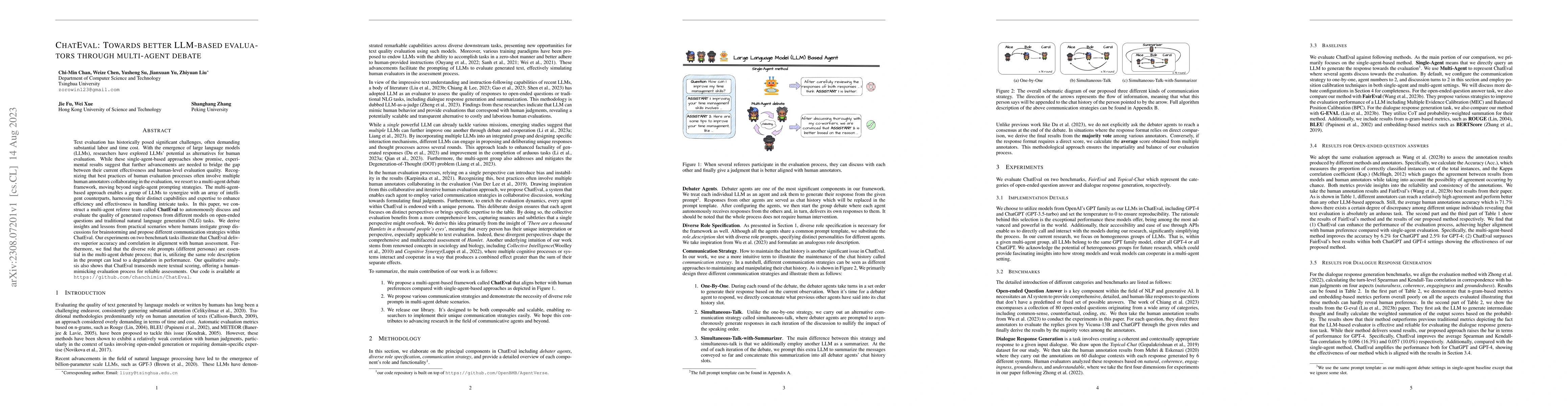 Thumbnail for ChatEval: Towards Better LLM-based Evaluators through Multi-Agent Debate