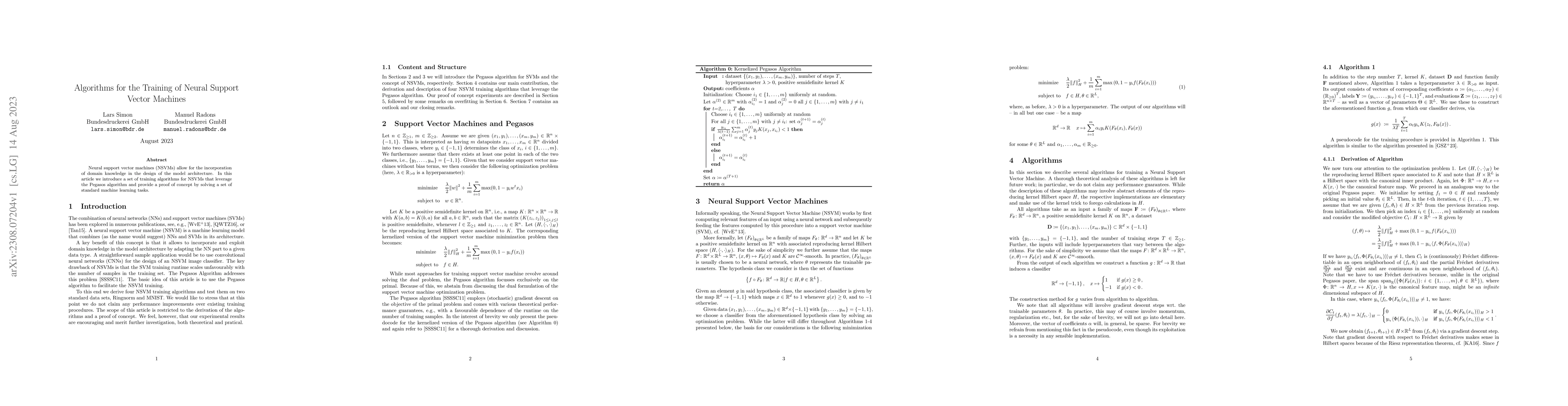 Thumbnail for Algorithms for the Training of Neural Support Vector Machines