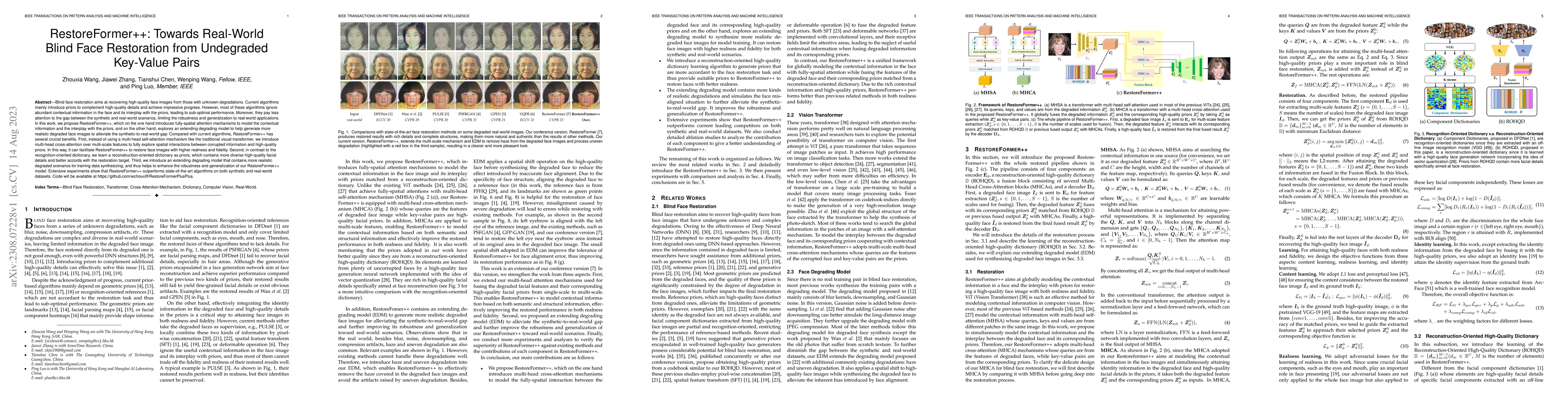 Thumbnail for RestoreFormer++: Towards Real-World Blind Face Restoration from
  Undegraded Key-Value Pairs