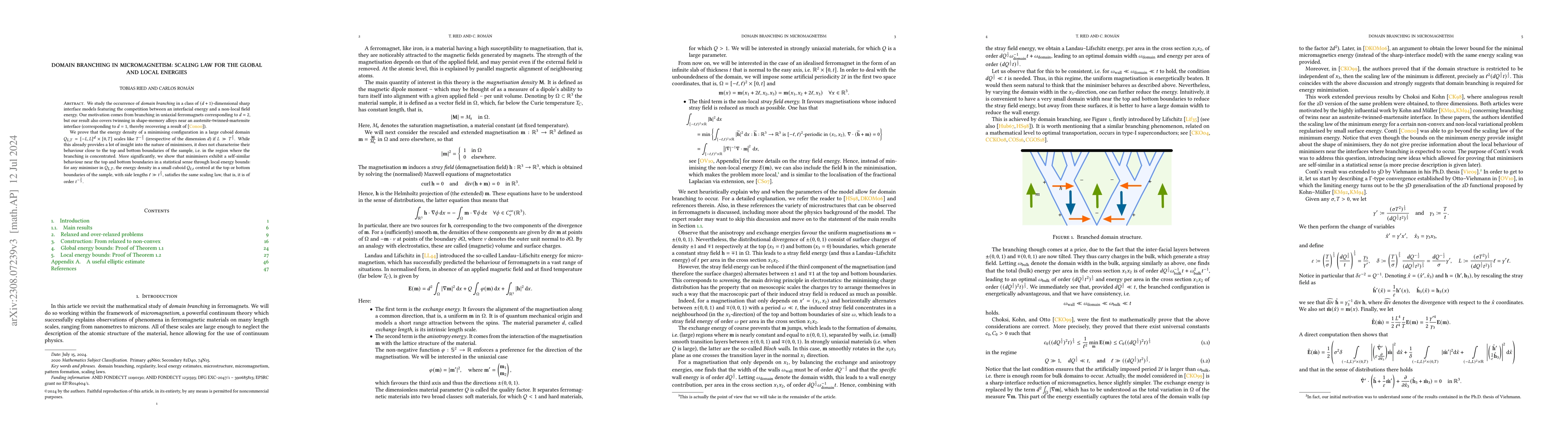 Thumbnail for Domain branching in micromagnetism: scaling law for the global and local
  energies
