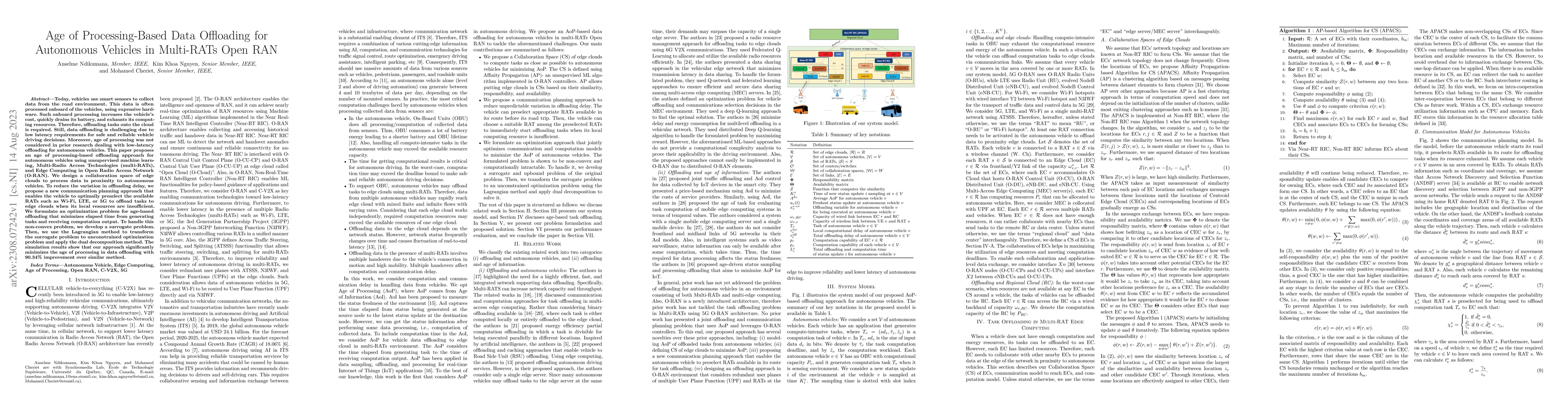 Thumbnail for Age of Processing-Based Data Offloading for Autonomous Vehicles in
  Multi-RATs Open RAN