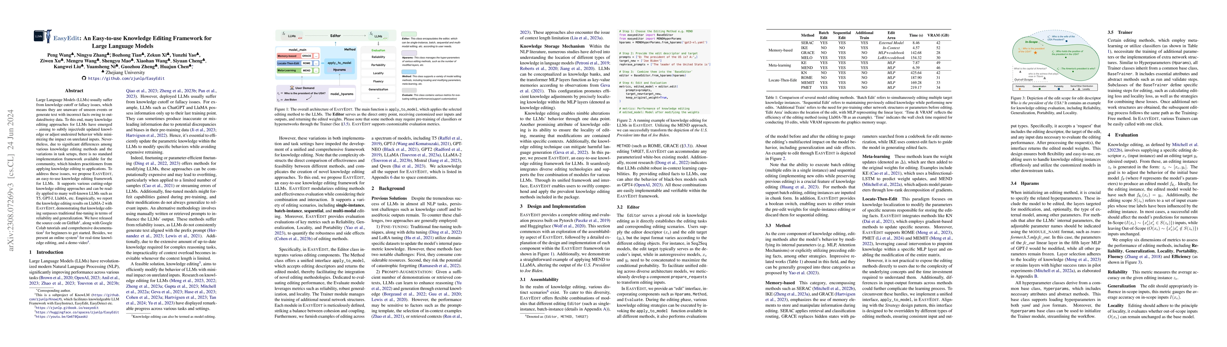Thumbnail for EasyEdit: An Easy-to-use Knowledge Editing Framework for Large Language
  Models
