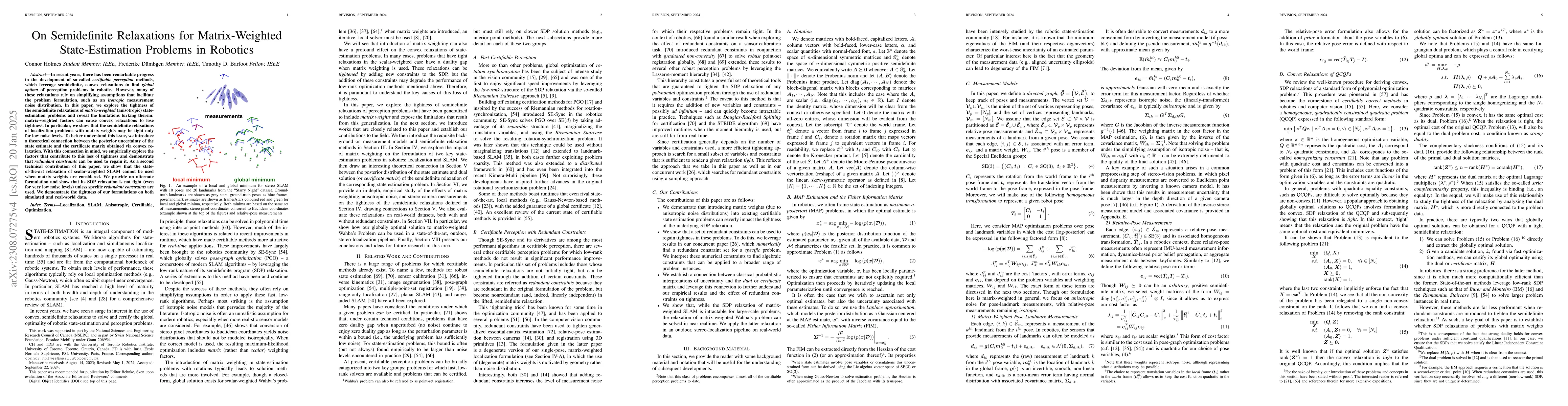 Thumbnail for On Semidefinite Relaxations for Matrix-Weighted State-Estimation
  Problems in Robotics