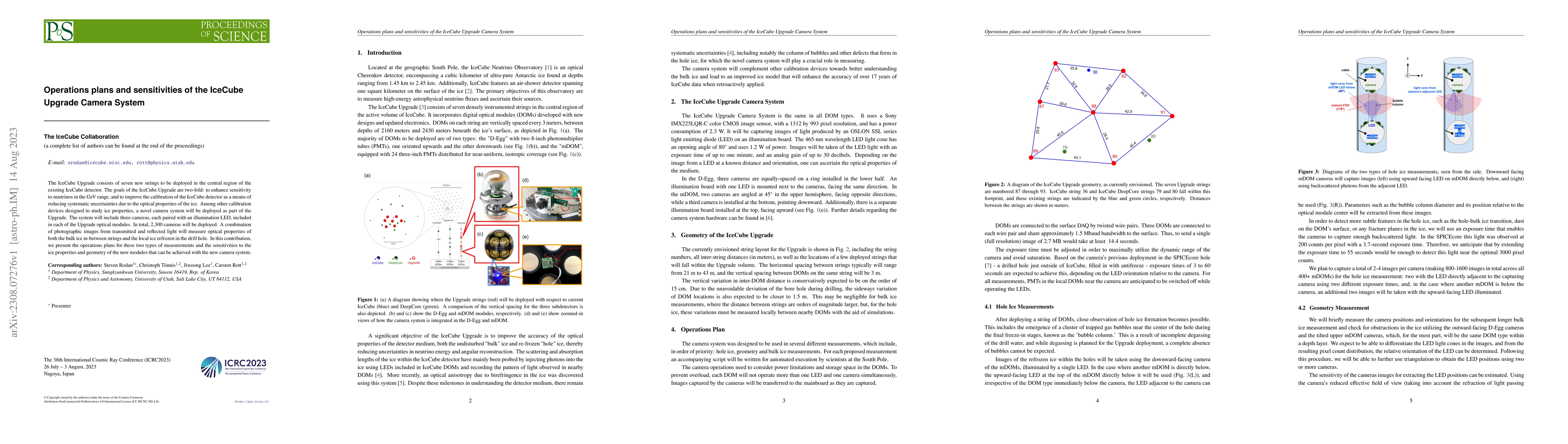 Thumbnail for Operations plans and sensitivities of the IceCube Upgrade Camera System