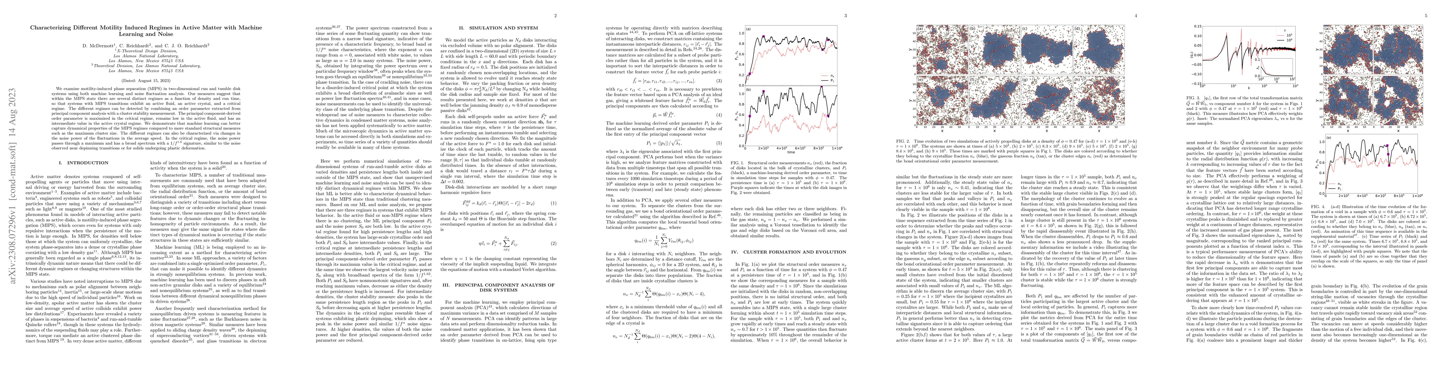 Thumbnail for Characterizing Different Motility Induced Regimes in Active Matter with
  Machine Learning and Noise