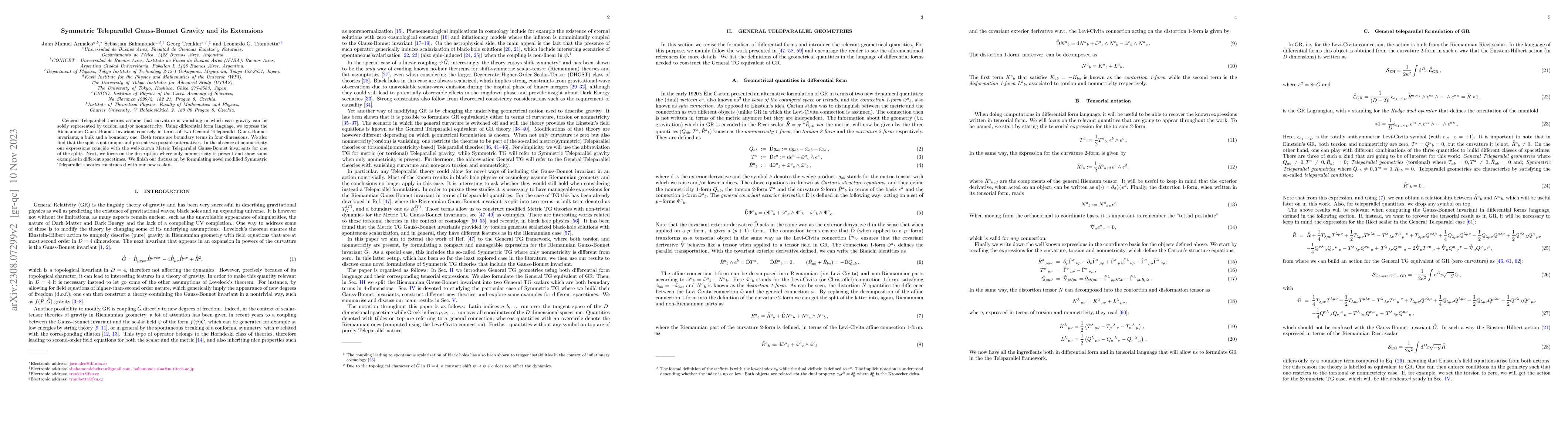 Thumbnail for Symmetric Teleparallel Gauss-Bonnet Gravity and its Extensions