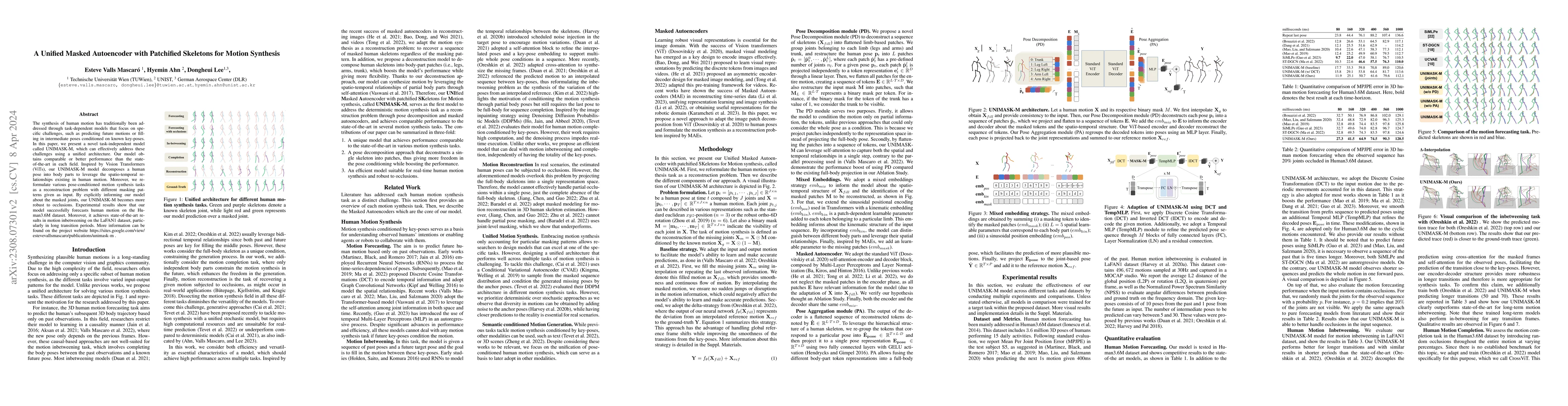 Thumbnail for A Unified Masked Autoencoder with Patchified Skeletons for Motion
  Synthesis