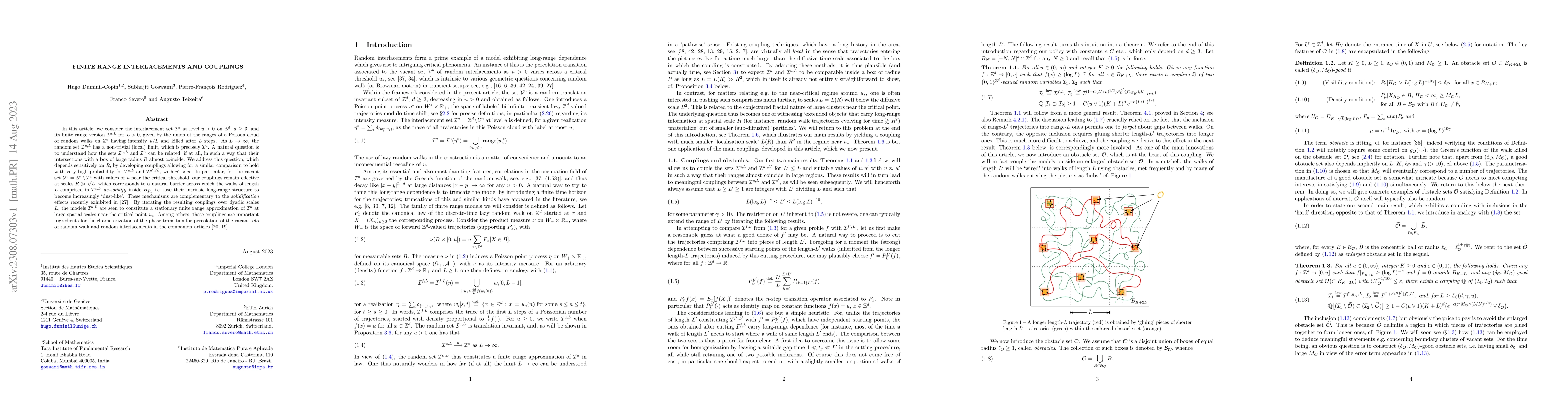 Thumbnail for Finite range interlacements and couplings