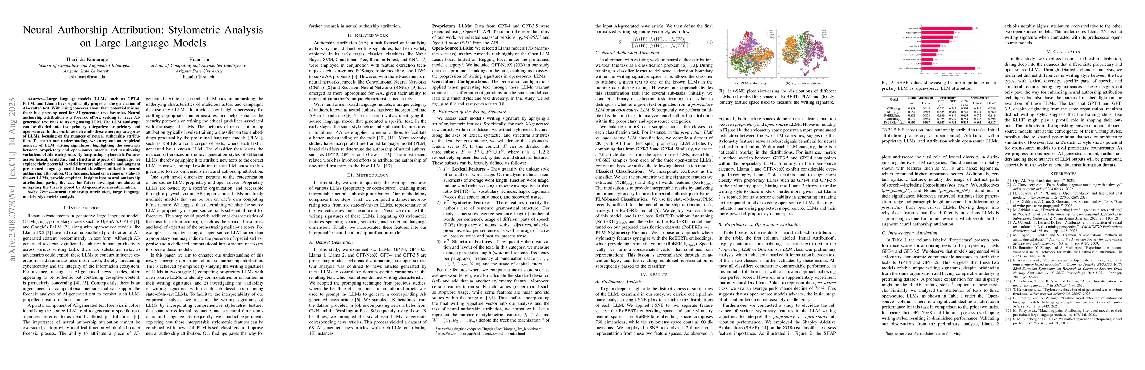 Thumbnail for Neural Authorship Attribution: Stylometric Analysis on Large Language
  Models