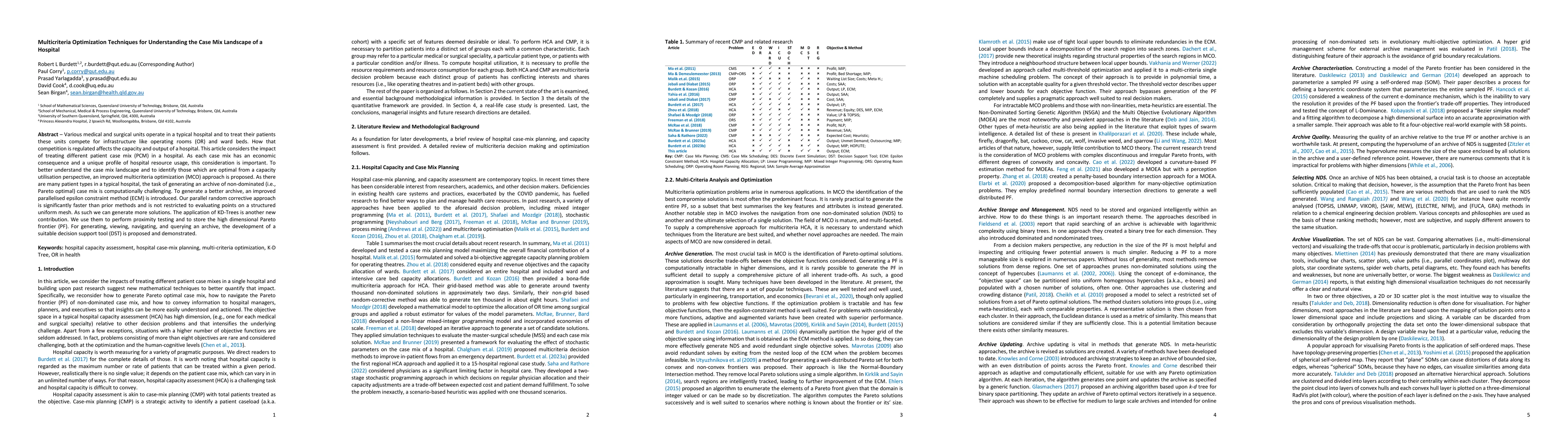 Thumbnail for Multicriteria Optimization Techniques for Understanding the Case Mix
  Landscape of a Hospital