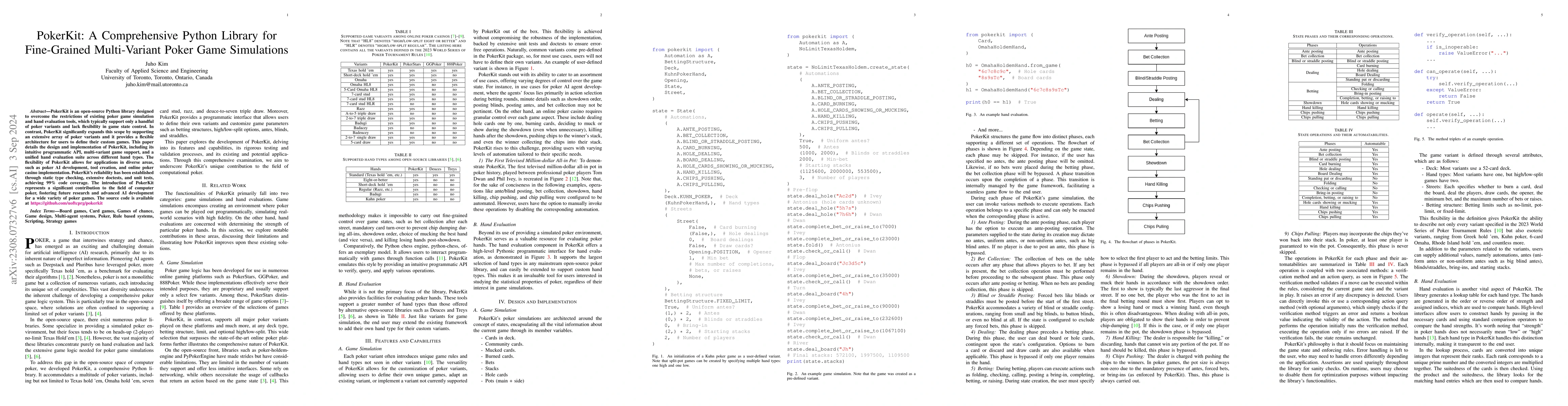 Thumbnail for PokerKit: A Comprehensive Python Library for Fine-Grained Multi-Variant
  Poker Game Simulations