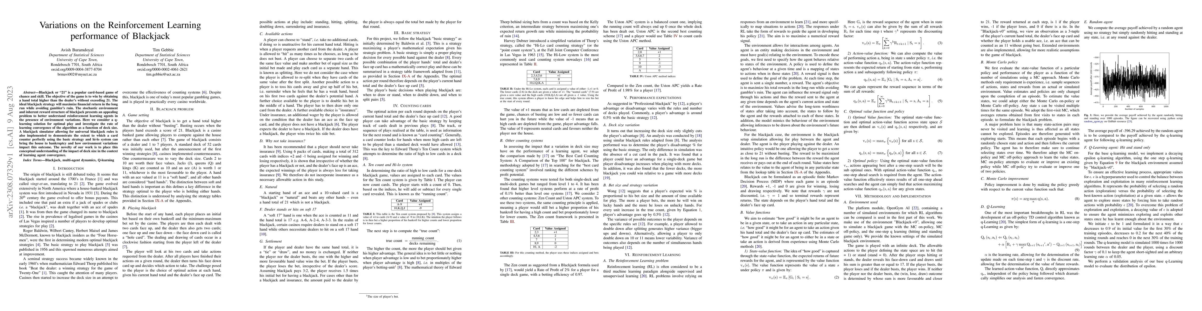 Thumbnail for Variations on the Reinforcement Learning performance of Blackjack