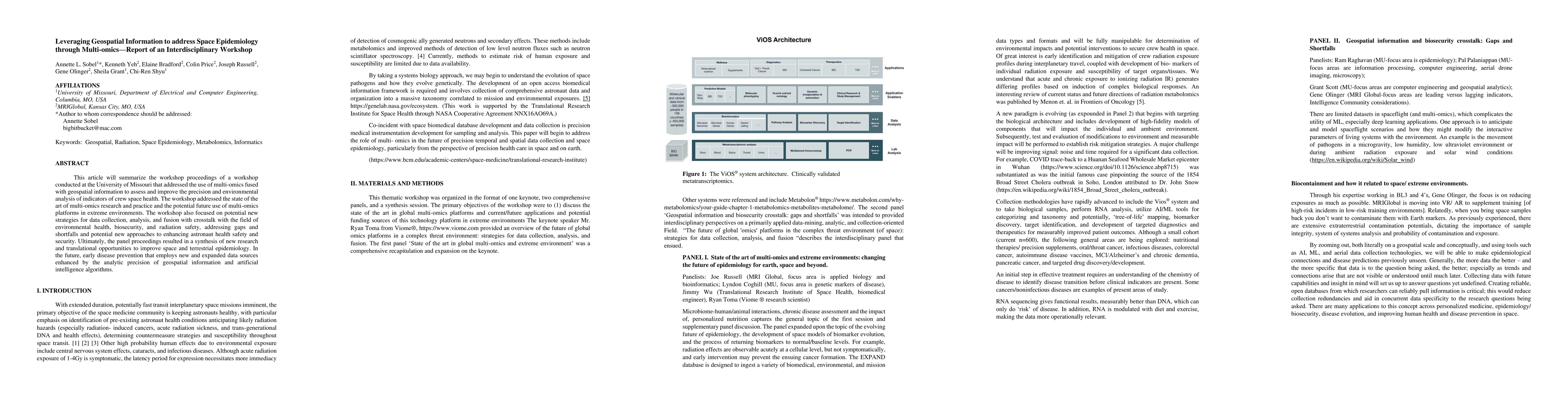 Thumbnail for Leveraging Geospatial Information to address Space Epidemiology through
  Multi$\unicode{x2013}$omics $\unicode{x2013}$ Report of an Interdisciplinary
  Workshop