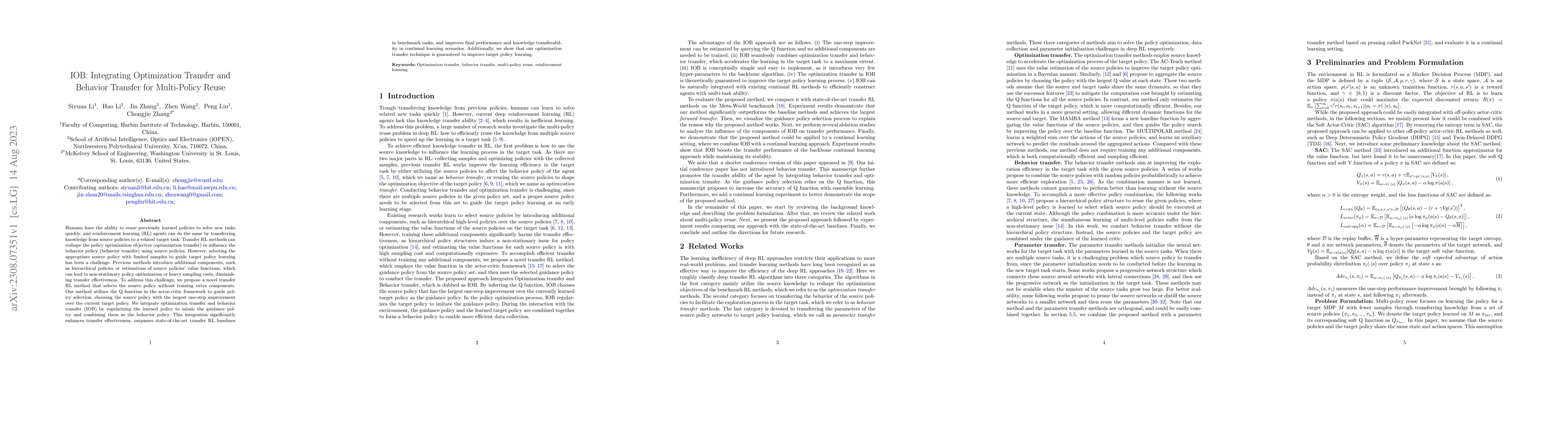 Thumbnail for IOB: Integrating Optimization Transfer and Behavior Transfer for
  Multi-Policy Reuse