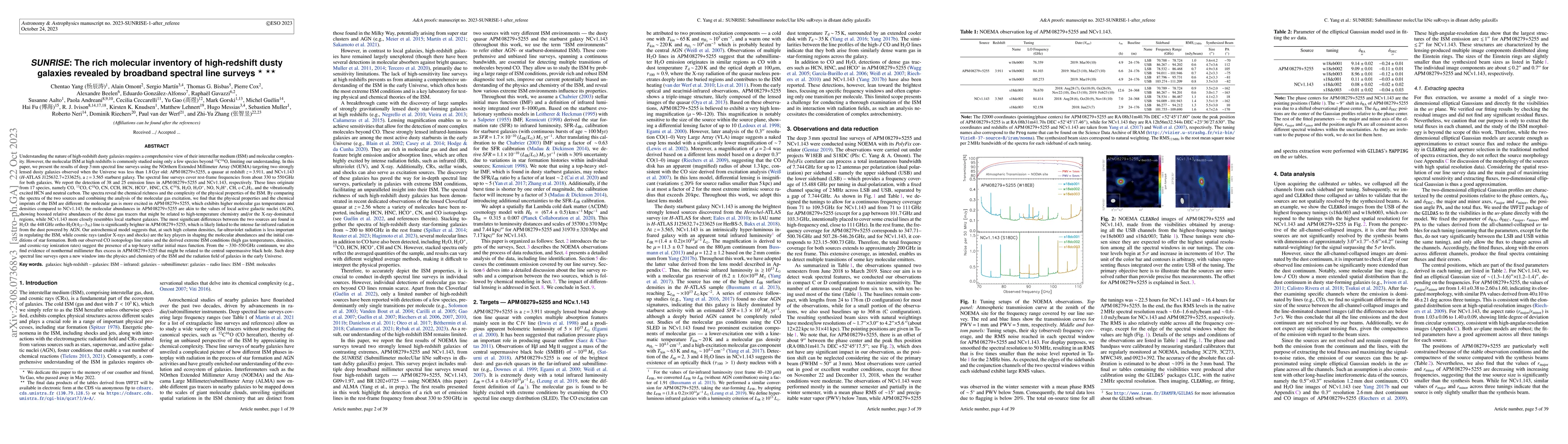 Thumbnail for SUNRISE: The rich molecular inventory of high-redshift dusty galaxies
  revealed by broadband spectral line surveys