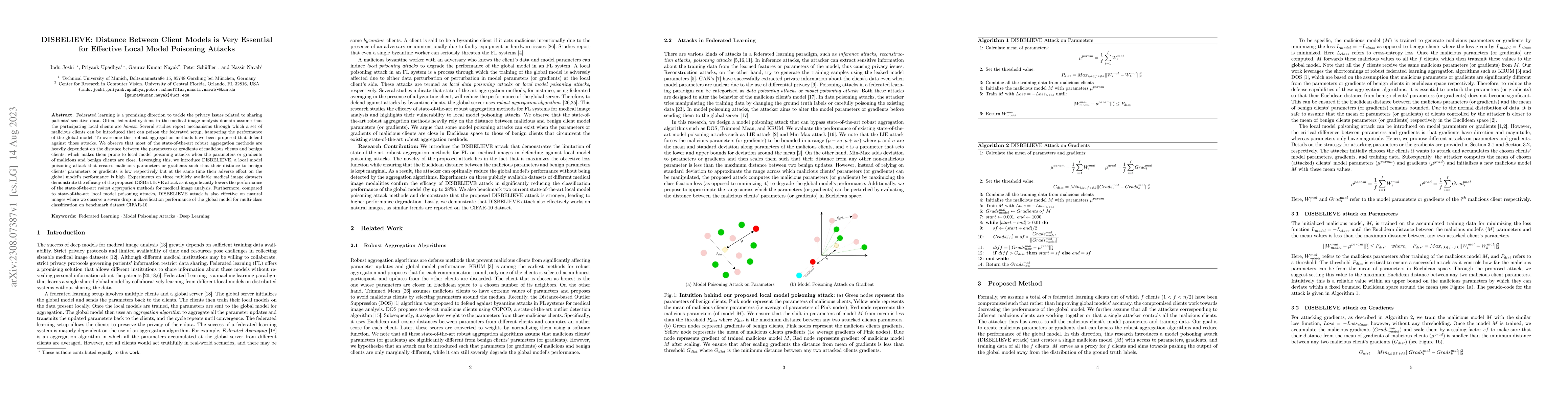 Thumbnail for DISBELIEVE: Distance Between Client Models is Very Essential for
  Effective Local Model Poisoning Attacks