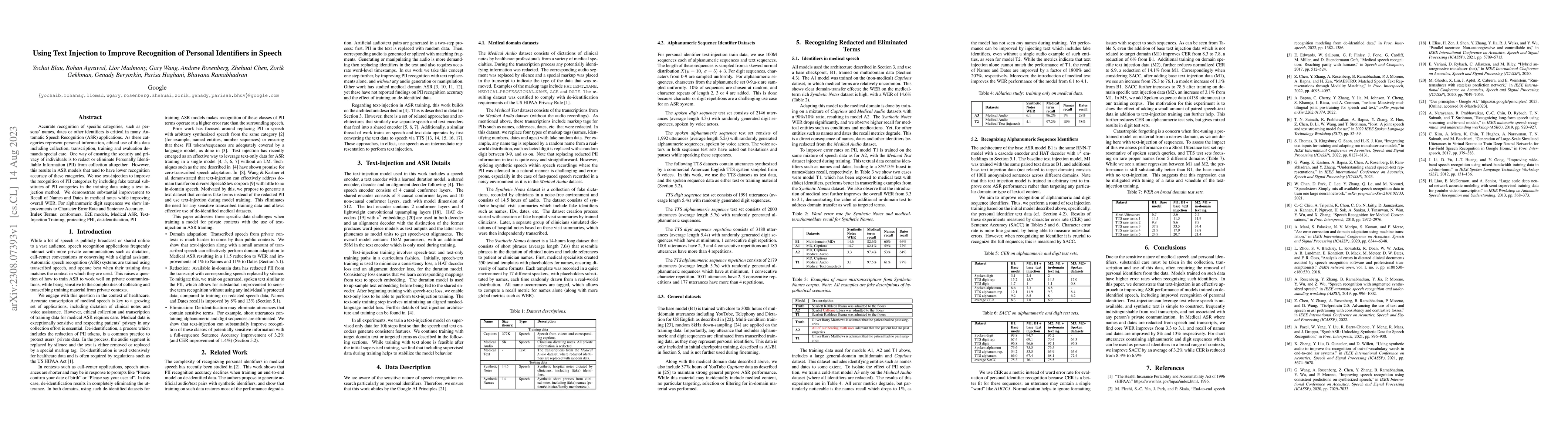 Thumbnail for Using Text Injection to Improve Recognition of Personal Identifiers in
  Speech