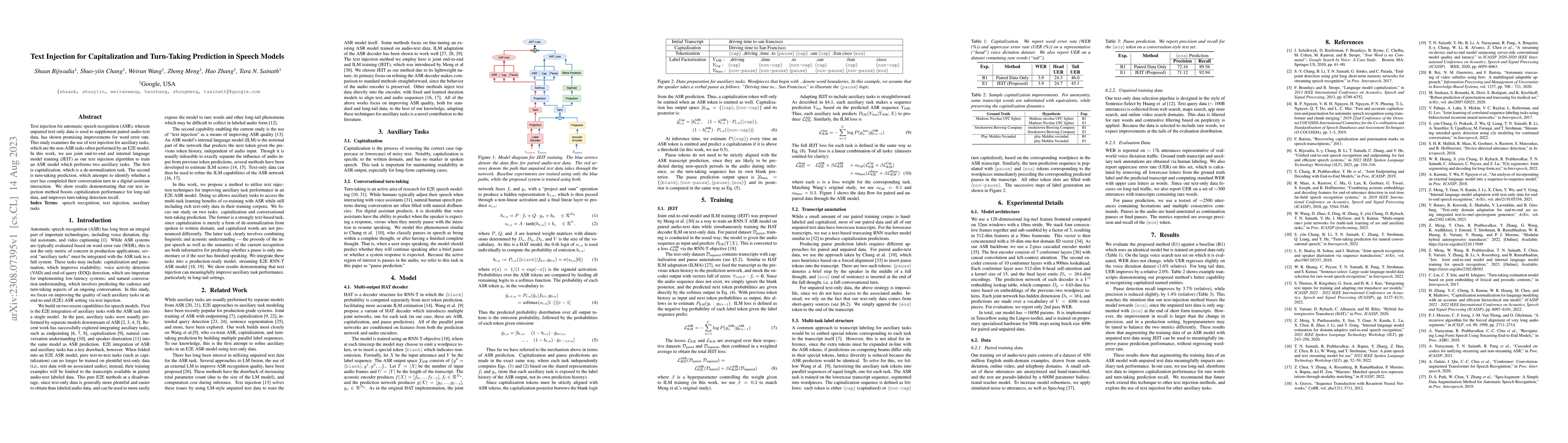 Thumbnail for Text Injection for Capitalization and Turn-Taking Prediction in Speech
  Models