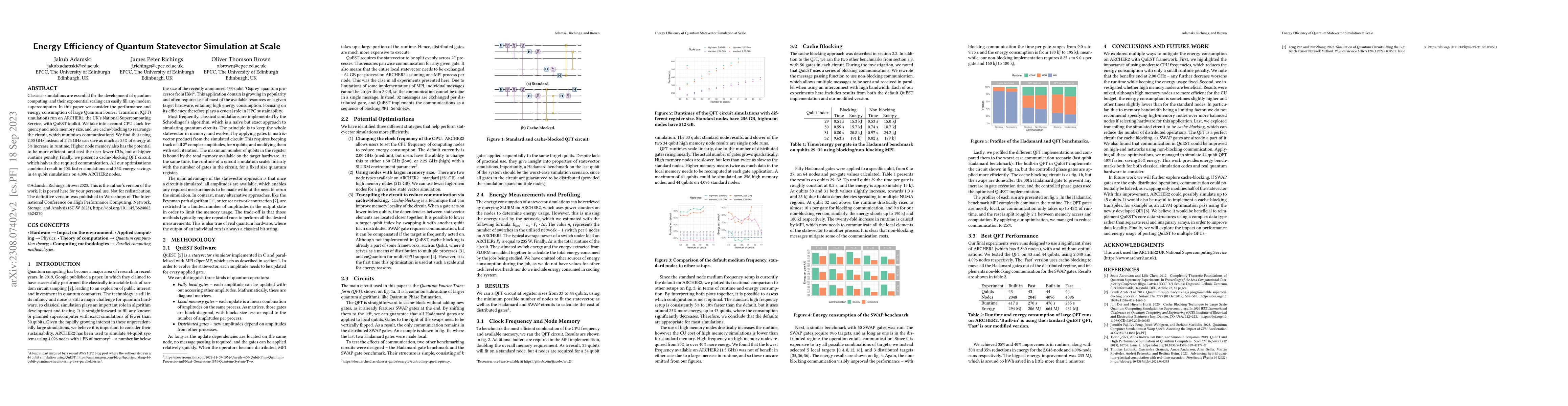 Thumbnail for Energy Efficiency of Quantum Statevector Simulation at Scale