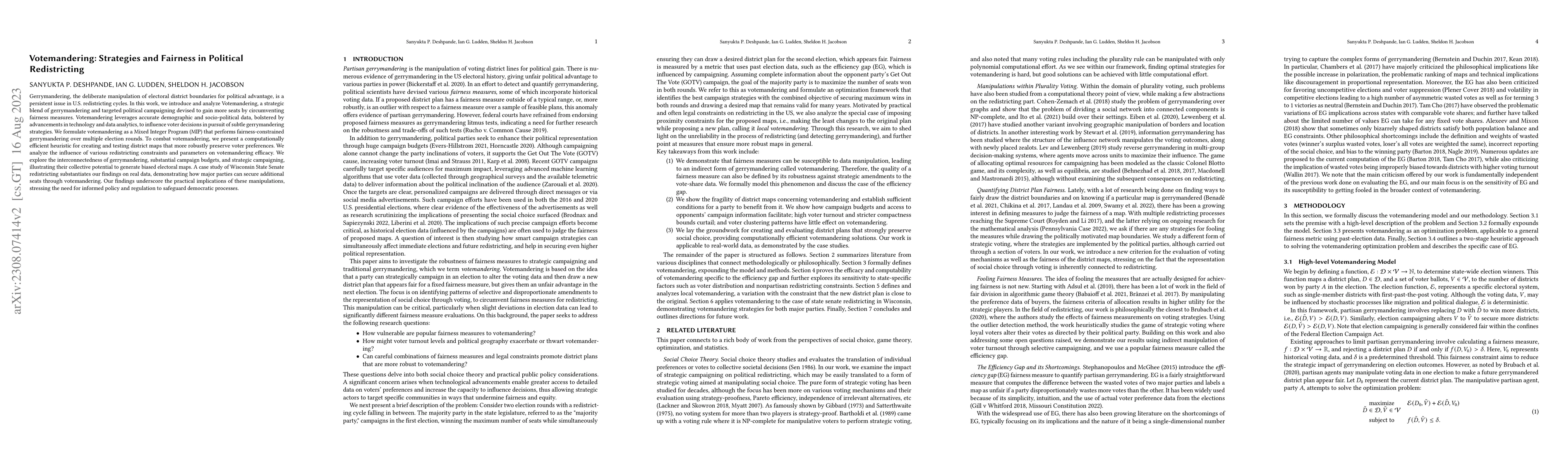 Thumbnail for Votemandering: Strategies and Fairness in Political Redistricting