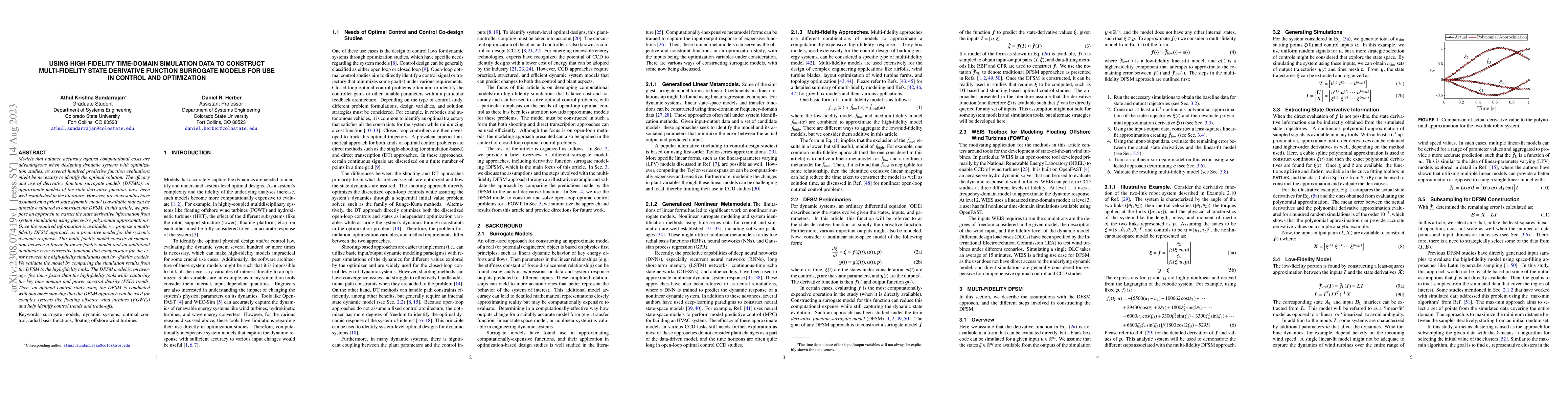 Thumbnail for Using High-fidelity Time-Domain Simulation Data to Construct
  Multi-fidelity State Derivative Function Surrogate Models for use in Control
  and Optimization