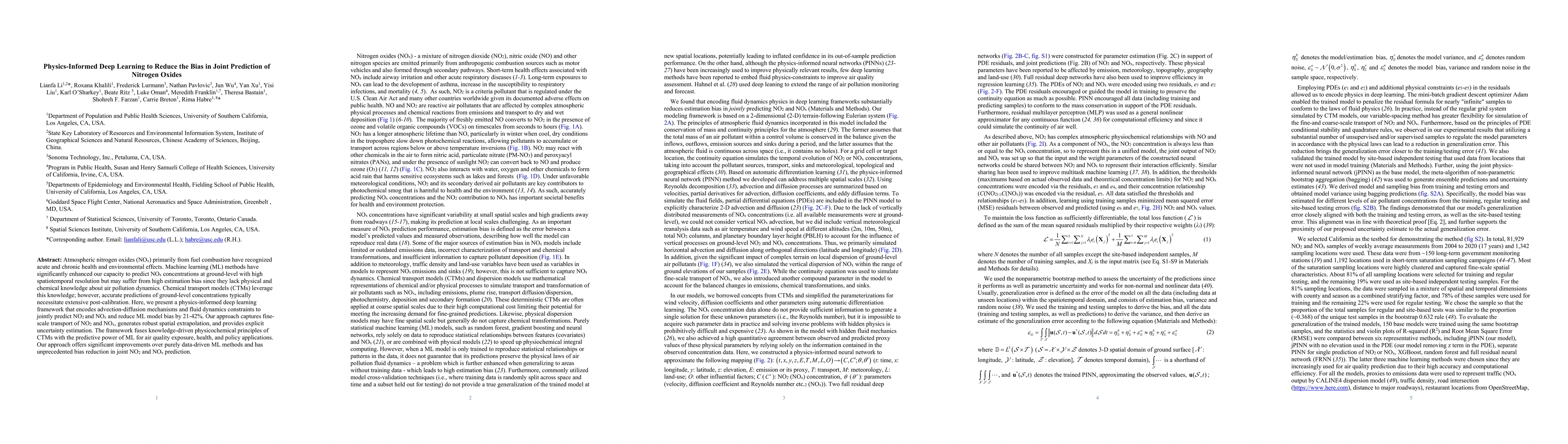 Thumbnail for Physics-Informed Deep Learning to Reduce the Bias in Joint Prediction of
  Nitrogen Oxides