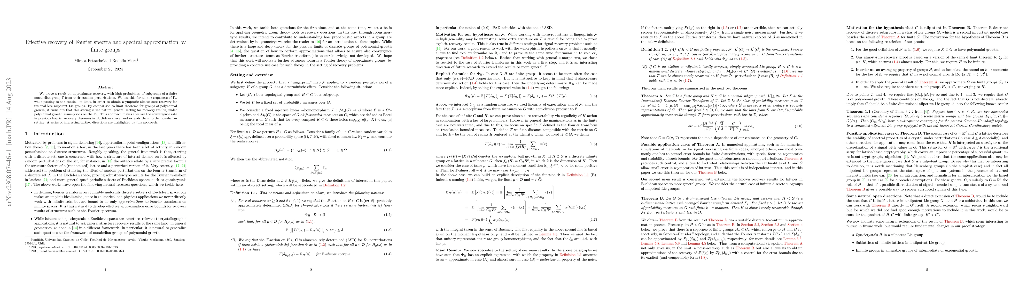 Thumbnail for Effective recovery of Fourier spectra and spectral approximation by
  finite groups