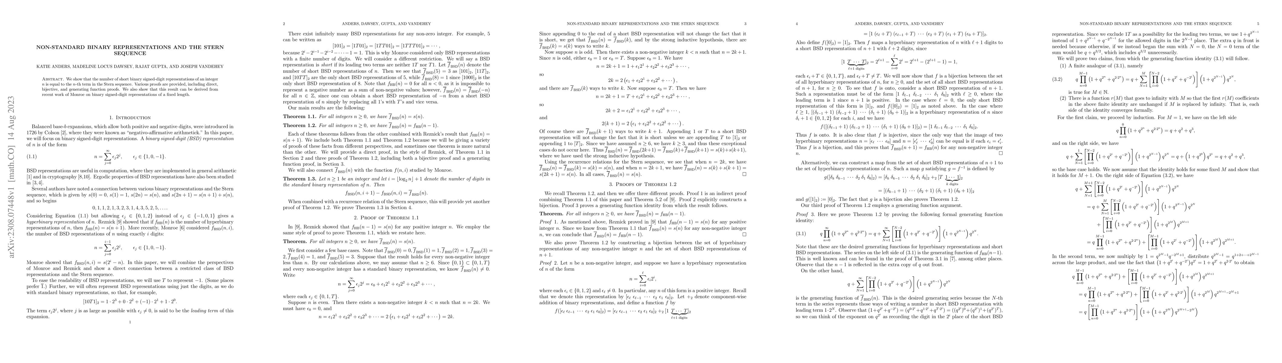Thumbnail for Non-standard binary representations and the Stern sequence