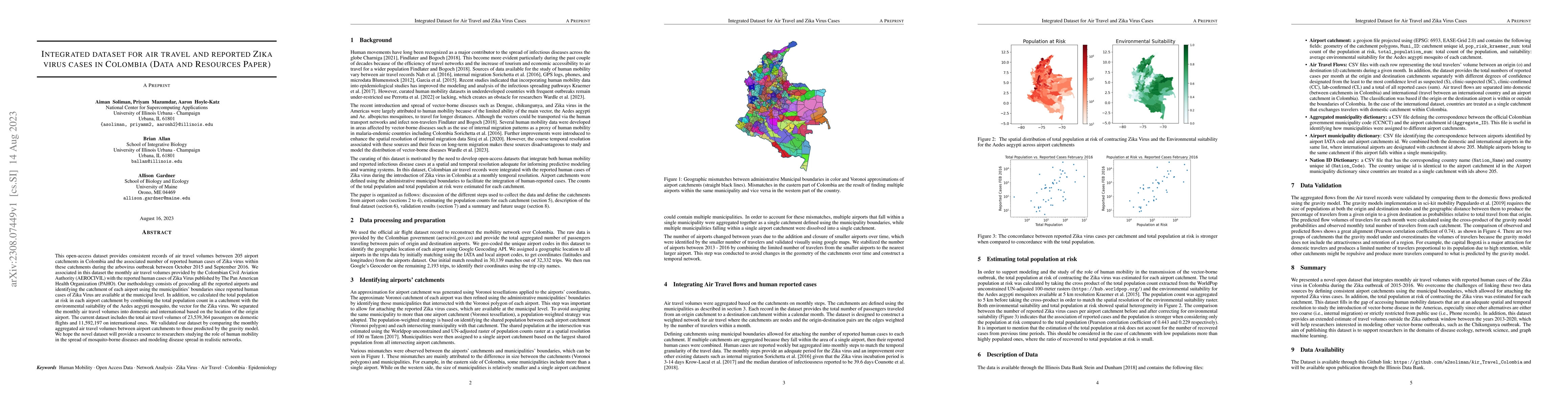 Thumbnail for Integrated dataset for air travel and reported Zika virus cases in
  Colombia (Data and Resources Paper)