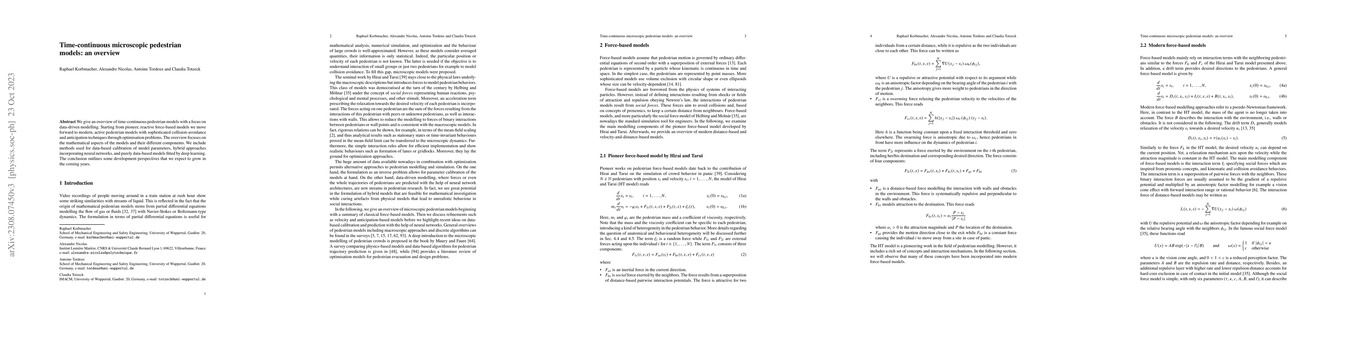 Thumbnail for Time-continuous microscopic pedestrian models: an overview