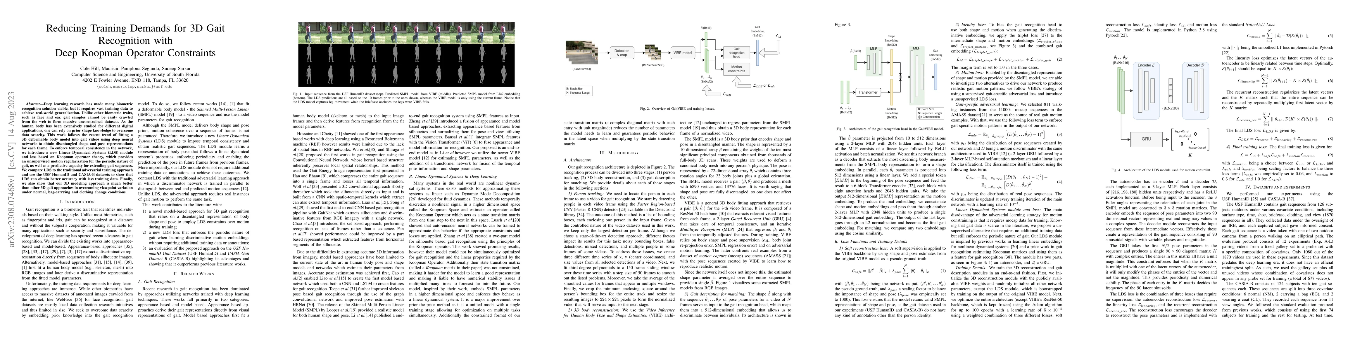 Thumbnail for Reducing Training Demands for 3D Gait Recognition with Deep Koopman
  Operator Constraints